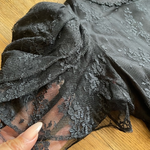 Black lace overlay drop waist dress vintage Madonna 80s witch a goth Gunne Sax!! - Picture 10 of 11